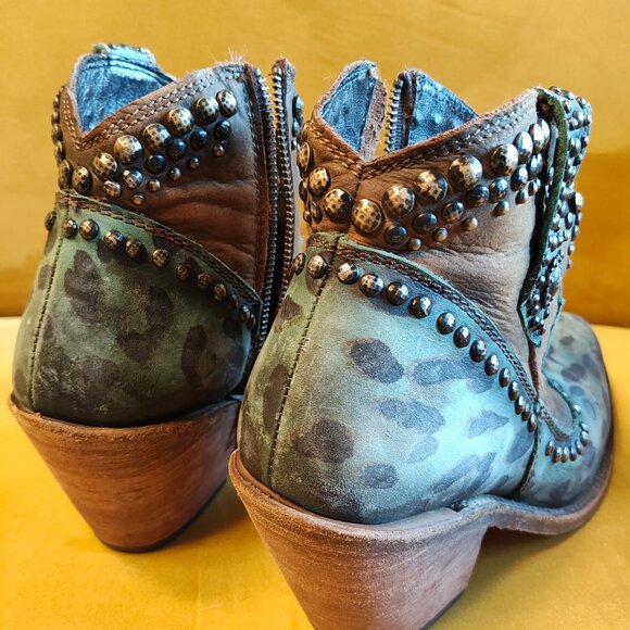 Liberty Black Turquoise Leopard Boots Sz 7 - Picture 2 of 4